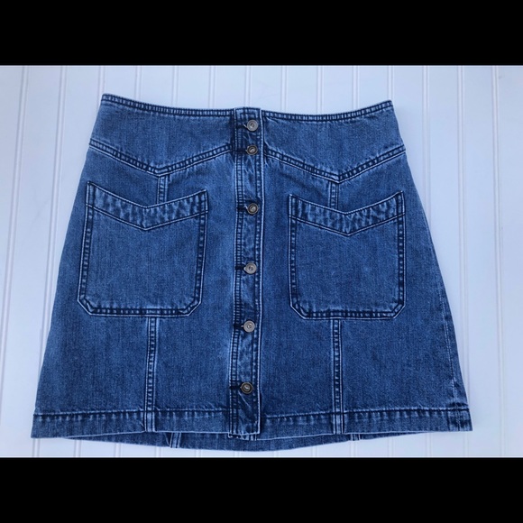 Free People Dresses & Skirts - Free People Denim Jean Skirt 12 Button Front Mini